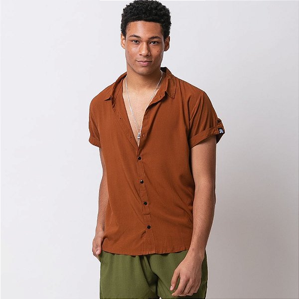 Camisa Viscolinho Marrom Escuro