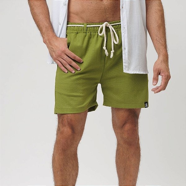 Bermuda Linho Oliva - Linha Exclusiva