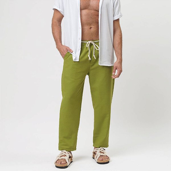 Calça Linho Verde Oliva - Linha Exclusiva