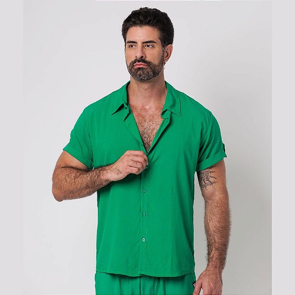 Camisa Viscolinho Verde Bandeira