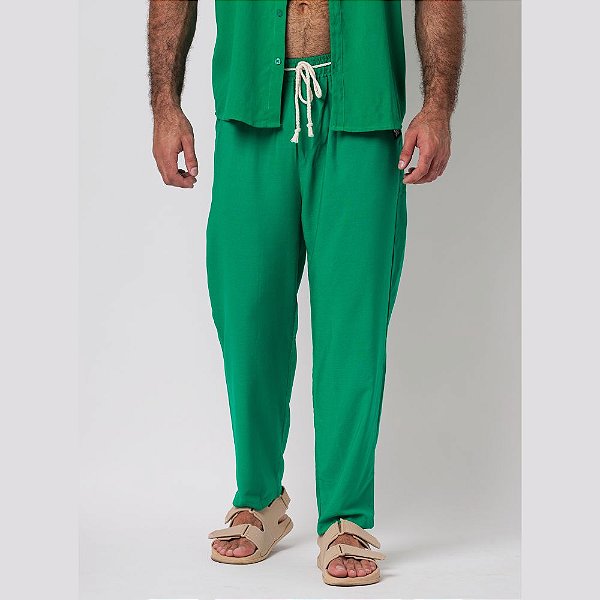 Calça Viscolinho Pantacourt Verde Bandeira