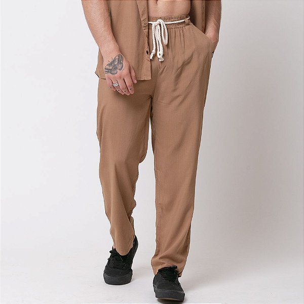 Calça Viscolinho Pantacourt Marrom