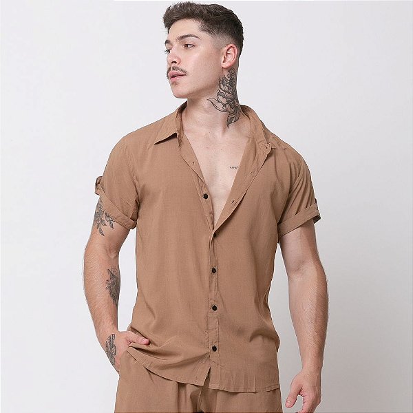 Camisa Viscolinho Marrom