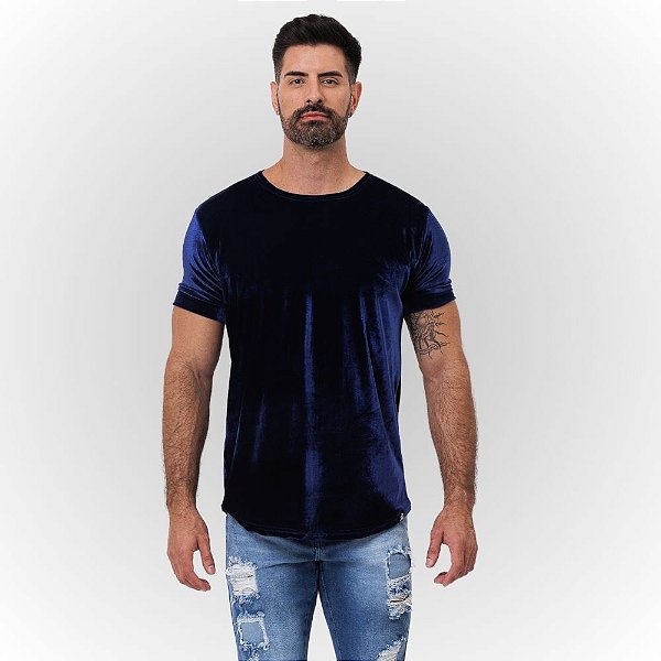 Camiseta Veludo Azul Marinho