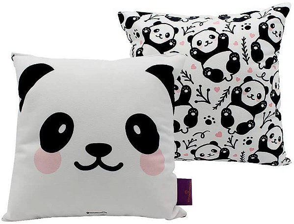 Almofada 25x25cm Fibra Veludo Panda - Zona