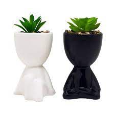 Enfeite Porcelana 11,5cm Boneco Planta -interponte