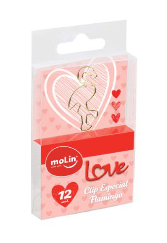 Clips C/12 Love Flamingo Dourado - Molin