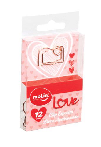 Clips C/12 Love Livro Apaixonado Rose Gold - Molin