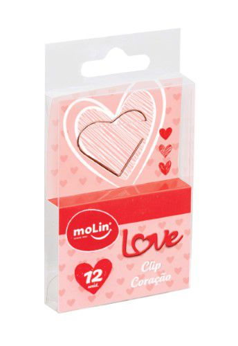 Clips C/12 Love Coracao Rose Gold - Molin