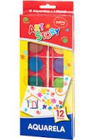 Aquarela 12 Cores + Pincel Art Story - Molin