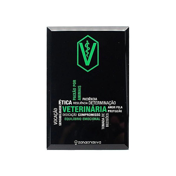 Mini Plaquinha 12x8cm Vidro Veterinaria - Zona