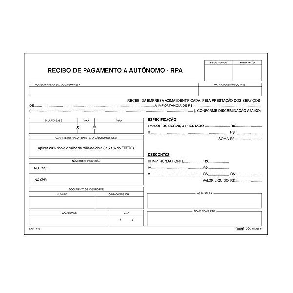 Bloco Recibo Pagamento Autonomo 3 Vias - Tilibra