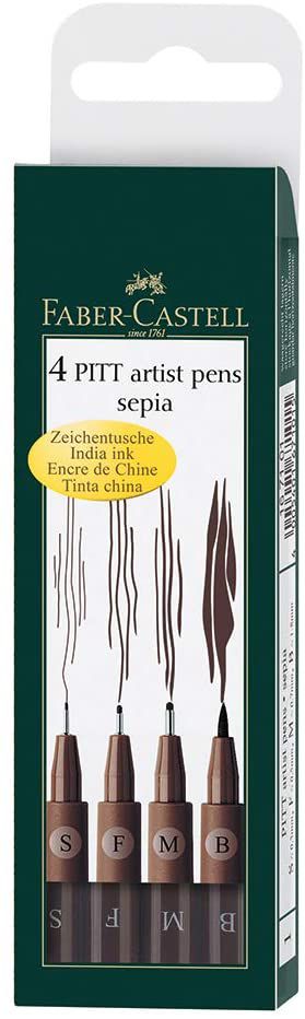Estojo Caneta Artistica C/4 Pitt S/f Sepia - Faber