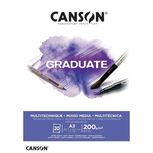 Bloco A3 200g 20f Graduate Multi Tecnica Bc-canson