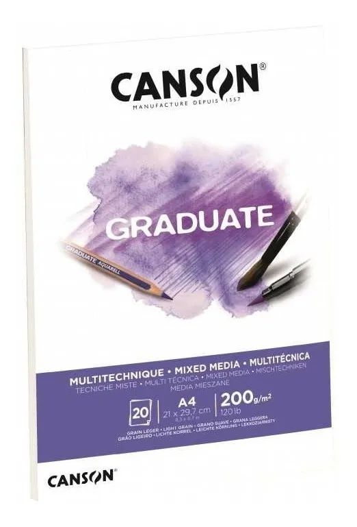 Bloco A4 200g 20f Graduate Multi Tecnica Bc-canson