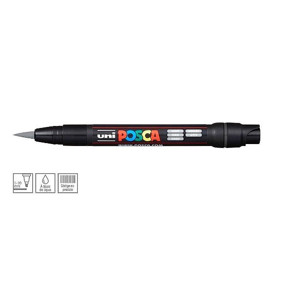 Caneta Brush Posca Prata - Uni