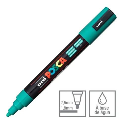Caneta Bulled Shaped Posca 5m Verde Esmeralda- Uni