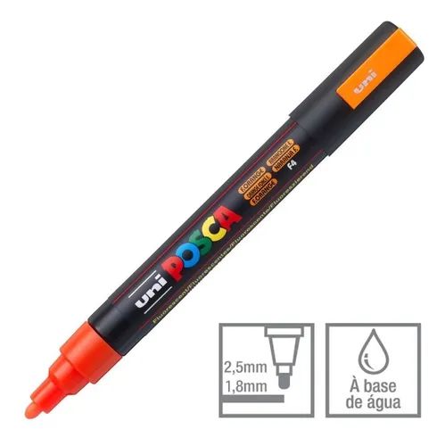 Caneta Bulled Shaped Posca 5m Fluo Laranja - Uni