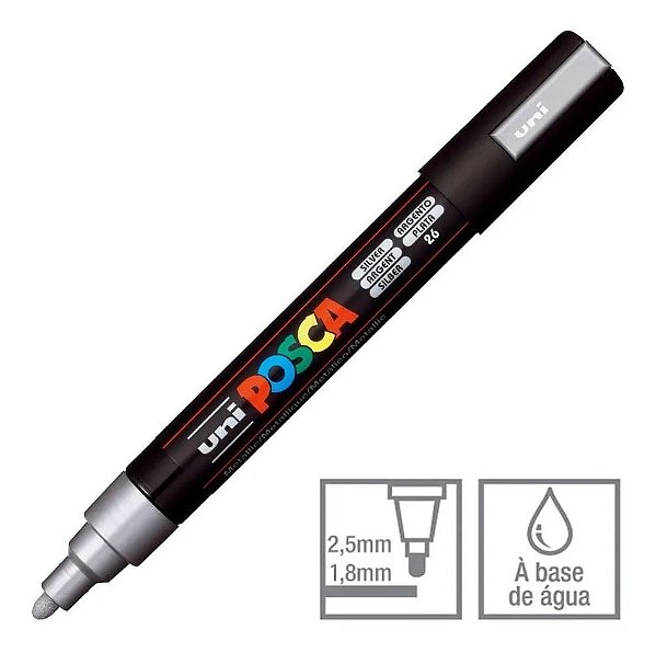 Caneta Bulled Shaped Posca 5m Prata - Uni Ball