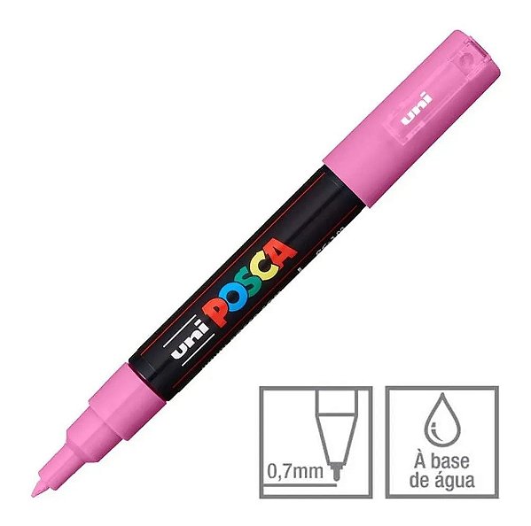 Caneta Bulled Shaped 0,7mm Posca 1m Rosa - Uni