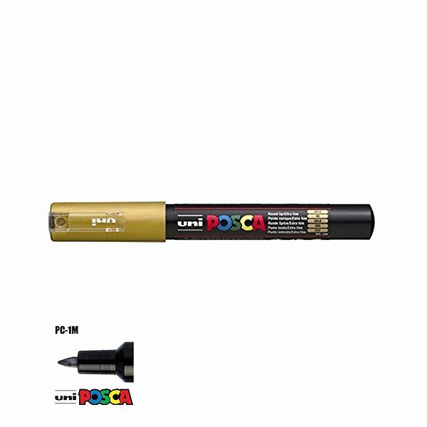 Caneta Bulled Shaped 0,7mm Posca 1m Ouro - Uni