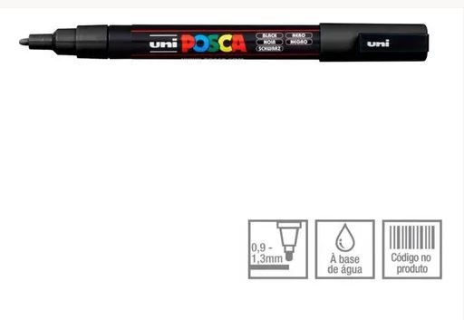 Caneta Bulled Shaped Posca 3m Preta - Uni