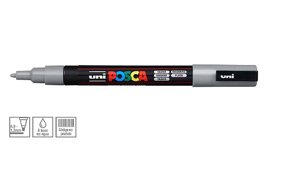 Caneta Bulled Shaped Posca 3m Prata -uni