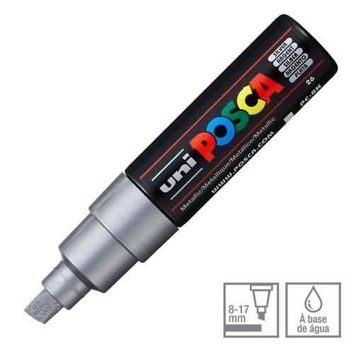 Caneta Chisel Shaped Posca 8k Prata - Uni