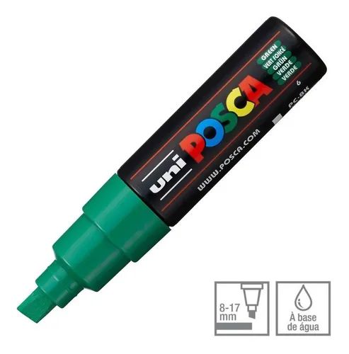 Caneta Chisel Shaped Posca 8k Verde - Uni