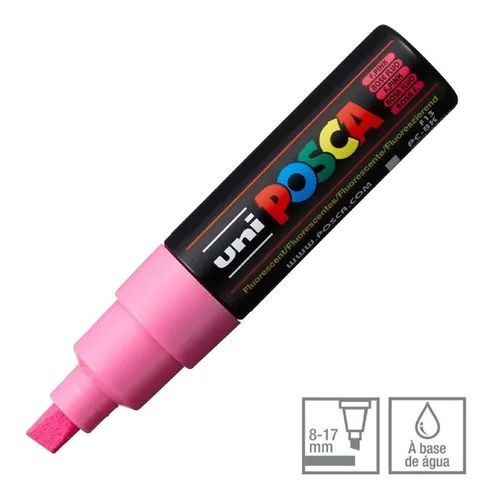 Caneta Chisel Shaped Posca 8k Fluo Rosa - Uni
