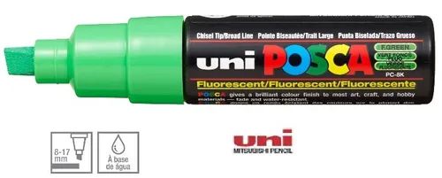 Caneta Chisel Shaped Posca 8k Fluo Verde - Uni