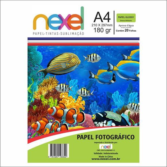 Papel Fotog A4 180g 20f Glossy Branco - Nexel