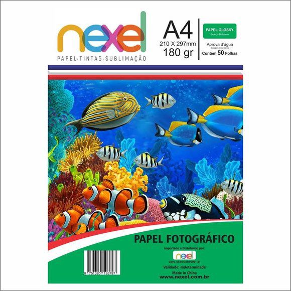 Papel Fotog A4 180g 50f Glossy Branco - Nexel