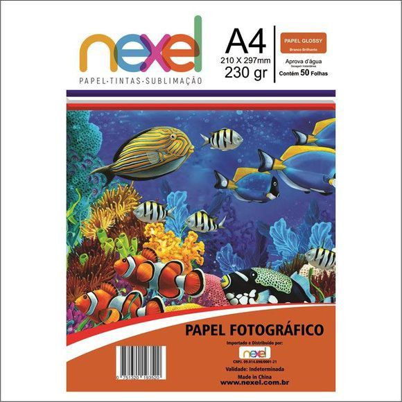 Papel Fotog A4 230g 50f Glossy Branco - Nexel