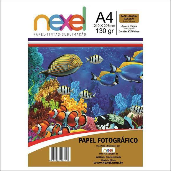 Papel Fotog A4 130g 20f Adesivo Glossy - Nexel