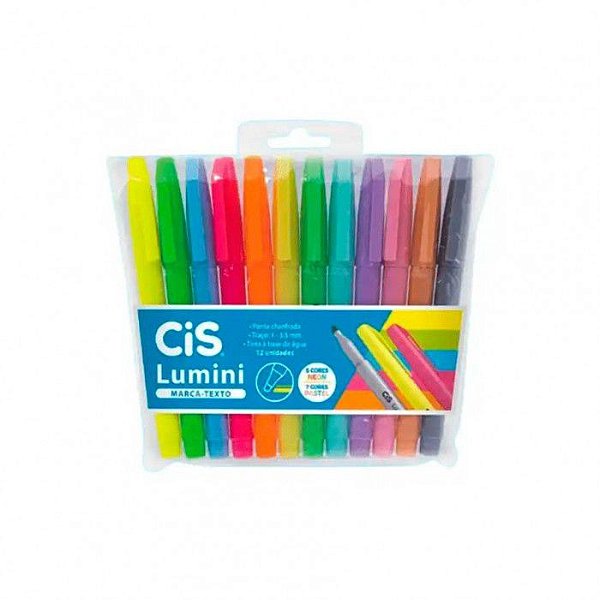 Estojo C/12 Marca Texto Lumini Neon/pastel - Cis