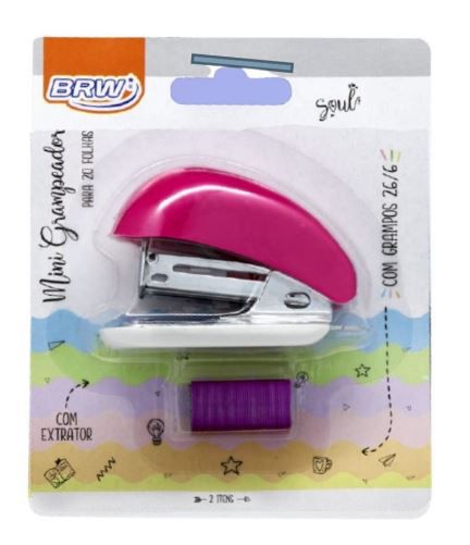 Grampeador Mini Blister Rosa - Brw
