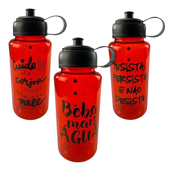 Garrafa Plastica 1000ml Vermelha Frase - Onyx