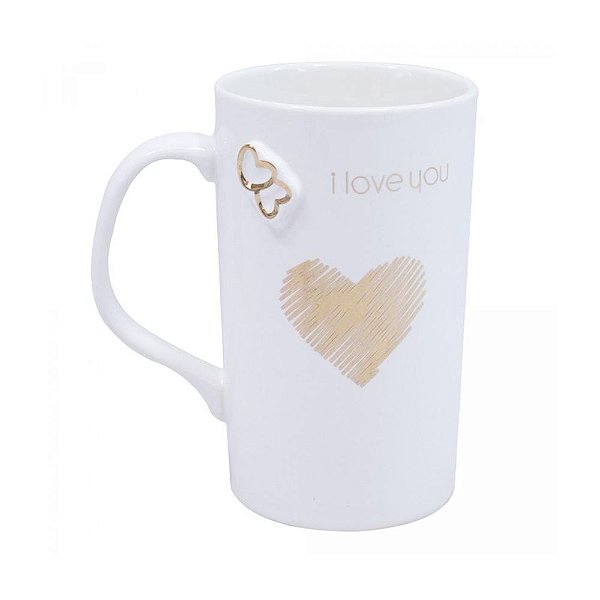 Caneca I Love You Dourado - Mileno