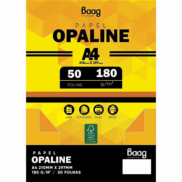 Papel A4 180g C/50f Opaline Branco - Bahia Artes