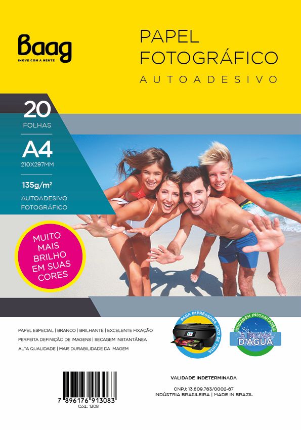Papel A4 135g 20f Fotografico Adesivo - Bahia