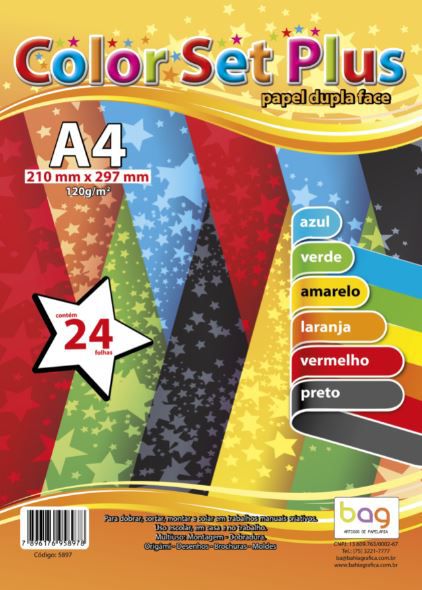 Papel A4 24f Colorset Plus 6 Cores - Bahia