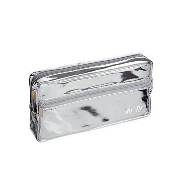 Estojo Simples C/bolso Shine Prata - Foroni