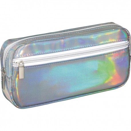 Estojo Simples C/bolso Shine Prata Escuro -foroni