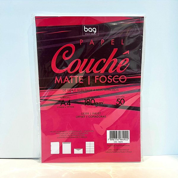 Papel A4 180g C/50f Couche Matte Fosco - Bahia