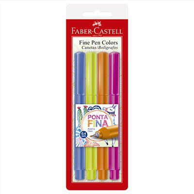 Estojo C/4 0,4mm Caneta Fine Pen Sortida - Faber