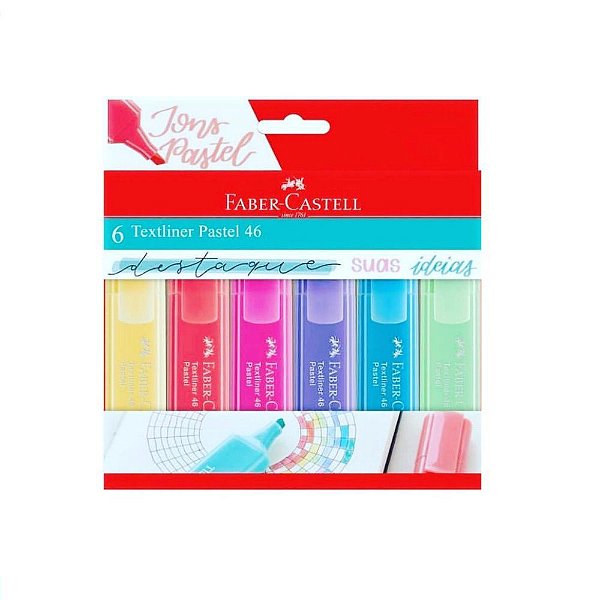 Estojo C/6 Marca Texto Pastel - Faber