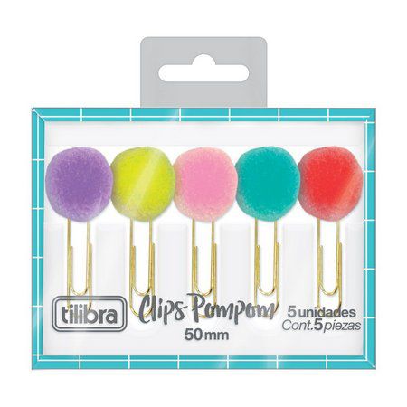 Clips Colorido 50mm C/5 Pompom - Tilibra