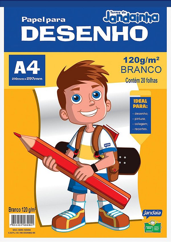 Bloco A4 120g 20f Desenho Branco - Jandaia