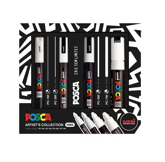 Estojo C/4 Posca Artist Collection Nibs Branco-uni